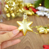 Popxstar 12Pcs Gold Star Christmas Tree Ornaments Ball Xmas Tree Hanging Pendant Christmas Decoration For Home Navidad New Year Gift