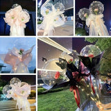 Popxstar 5PCS Valentine's Day Rose Wave Ball Bouquet LED Glow Balloon Wedding Party Decoration
