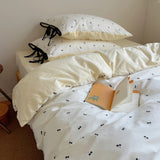 New Cherry Print 100% Cotton Bedding Set Soft Washed Skin-friendly Queen Duvet Cover Set with Bed Sheets Quilt Cover Pillowcases