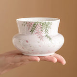 Popxstar  Hand Drawn Wisteria Flower Tea Washing Large Ceramic Tea Set Accessories Desktop Tea Residue Jar