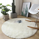 Popxstar Plush round carpet living Room Decoration Children's Bedroom fluffy white carpet non-slip blanket bedside design Room play mat