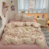 Popxstar  100% Cotton Bedding Set Cartoon Cute Animals Duvet Cover Set Bed Linen Flat Sheets Set 2 Pillowcases Single Double Queen Size