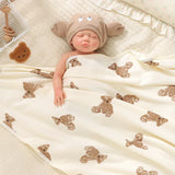 Popxstar Newborn Bear Print Blanket Pure Cotton Double Gauze Blanket Baby Blanket Bath Towel Baby Blanket Baby Swaddle