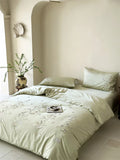 Popxstar  Flowers Embroidery Luxury Bedding Set 600TC Lyocell Bamboo Fiber Soft Silky Duvet Cover Flat/Fitted Bed Sheet Pillowcases 4Pcs