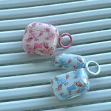 Popxstar  Lovely Pink Flower Gloss Soft Earphone Case for AirPods Pro 2 With Keychain for AirPods 4 3 2 1 Silicone Protection Cover