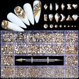 Popxstar Luxury Shiny Diamond Jewelry Set for Nail Art Decorations Nail AB Flat Bottom Drill Nail Art Mixed Crystal Nail Shaped Diamond
