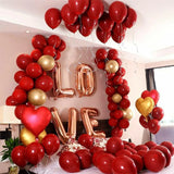Popxstar  Red and gold balloon wreath set, 122 pieces 18 12 10 5 inch red and gold balloons with golden colorful confetti balloons, suitab