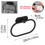 Popxstar Stainless Steel Towel Holder Self-adhesive Bathroom Towels Rack Black Washhand Hanger Ring Rail Bar Kitchen Storage Accessories