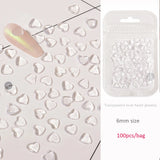 Popxstar 100pcs Clear Crystal Rhinestones Jewelry 3D Love Heart Nail Charm for Nail Art Decoration Clear Resin Valentine's Day Nail Parts