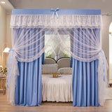 4 Doors Double Layer Shading Quadrate Mosquito Net Four Season Bed Curtain Canopy Tents with Frame Home Decor