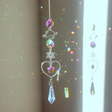 Popxstar Crystal Wind Chime Moon Sun Catcher Diamond Prisms Pendant Gift of Good Luck Outdoor Rainbow Hanging Drop Home Garden Decor