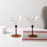 Popxstar  Retro Colorful Polka Dots Glass Cup Transparent Cocktail Glasses High Footed Cocktail Champagne Glasses Home Bar Party Drinkware