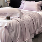 Popxstar  Lyocell Bamboo Fiber Luxury Embroidery Summer Quilt Soft Silky Thin Comforter Blanket With Bed Sheet Pillowcases Bedding Set