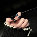 Popxstar Kpop 90s Grunge Aesthetic Irregular Liquid Metal Heart Moonstone Open Ring For Women Luxury Vintage Jewelry EMO Y2K Accessories