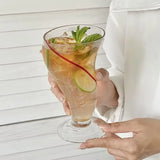 Popxstar  High appearance level glass juice drink glass cold drink glass Home Creative ins Wind ice cream milkshake cup Coffee cup