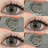 Popxstar 2PCS Big Grey Contact Lenses for Eyes Myopia Colored Contact Lens Natural Brown Pupils Gradient Contact Lens Black Lens