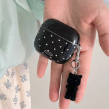 Popxstar  Korea Cute Black Polka Dots Soft Cover Case For Apple AirPdos 1 2 3 4 Pro 2 Earphone Protection Cases Cartoon Lovely Cat Pendant