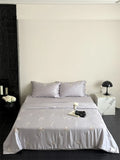 Popxstar  60S Lyocell Bamboo Fiber Flower Embroidery Summer Quilt Bedding Set Soft Silky Thin Comforter Blanket With Bed Sheet Pillowcases