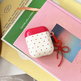 Popxstar  Simple Lovely Polka Dot Red Two Tone Earphone Case For AirPods Pro 2 With Bowknot Pendant Protection Cover For AirPods 1 2 3 4