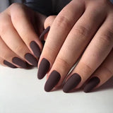 Popxstar 24pcs/set Short Fake Nails for Women Girls Almond Ballet Nail Tips Matte Red Nude Brown Faux Ongles Press on Acrylic False Nail