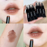 Popxstar Red Lip Tint Black White Tube Lipstick Light Watery Lip Glaze Soft Mist Lip Gloss Moisture Lipstick 1pcs Mirror Watery