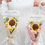 Popxstar 1PC Crochet Flowers Bouquet Finished Graduation Flower Bouquet with Gift Bag LED Lamp String Festival Decoration Handmade Gifts