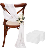 Popxstar 12 Pcs 17x275cm Green  Chiffon Chair Sashes  Wedding Chair Covers Ribbon Wedding Party Aisle Chair Decor