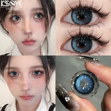 Popxstar  2Pcs Hot sale Color Contact Lens Myopia Lenses Degree Dark Night Series Fashion Contact Lenses Green Soft Cosplay Lens