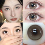 Popxstar 2PCS Color Contact Lenses with Myopia Degree -0.00 to-8.00 Gray Eye  Korea Lens Makeup Beauty Pupils