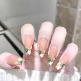 Popxstar 24Pcs/Box Gradient Long Ballet France Press on Nail Ink Chinese Style False Nails Rose Girls Full Cover Fake Nail Piece Finished