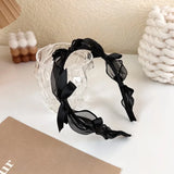 Popxstar Fashion Bow Knot Headband Princess Temperament Simple Headdress Lace Mesh Hairband for Women Girls Hair Hoop Hair Accessory