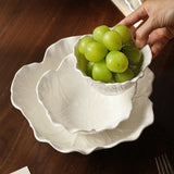 Ceramic Flower Deep Bowl Pure White Creative Relief Tableware Soup Bowl