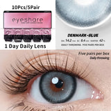 Popxstar 10Pcs=5Pair Color Contact Lenses for 1 Day Daily Lens Blue Contacts Daily Disposable High Wearing Comfort Brown Lenses