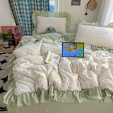 Class A ancient imitation cotton washable four-piece set of French lace bedding small fresh print cute three-piece set