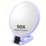Popxstar  50x Handheld Makeup Mirrors Double Sided 1X/50X Magnification Portable Folding Makeup Mirror for Travel 360° Adjustable Mirror