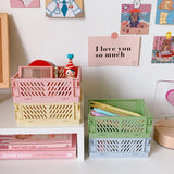 Popxstar  6 Styles Plastic Stackable Foldable Stationary Holder Simple Cute Student Office Desktop Storage Stationery Organizer