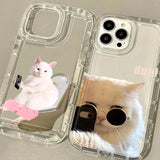 Popxstar Sunglasses Cat Dog Phone Case for iPhone 11 Case iPhone 16 15 14 13 12 Pro Max XR XS X 8 7 Plus SE Transparent Shockproof Cover