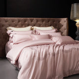 Popxstar  Luxury Embroidery Bedding Set 800TC Lyocell Cotton Soft Silky Cool Feeling Duvet Cover Flat/Fitted Bed Sheet Pillowcases 4Pcs