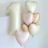 Popxstar 10pcs 18inch Heart Foil Balloons Pink Sage Green Heart Balloon for Birthday Party Valentines Day Wedding Anniversary Decorations