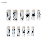 Popxstar  24Pcs Y2K Nails Tips Long Coffin Star Designs Diamond Fake Nails Full Cover Press on Nail Clear Acrylic Stick-on Nails for Girls