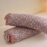 Popxstar  1Pc Floral Ruffles Yoga Cervical Pillow Pure Cotton Buckwheat Pillow Health Care Stick Pillow Cervical Physiotherapy Neck Pillow