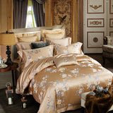 Popxstar  22 Momme Natural Mulberry Silk Luxury Bedding Set Yarn-dyed Jacquard Silk Cotton Duvet Cover Flat Sheet With Pillowcases 4Pcs
