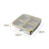 304 Stainless Steel Mini Compartment Lunch Box 4 Grid Square Microwave-safe Ice Cube Tray Leak-Proof Insulated Lunch Box