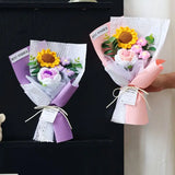 Crochet Flower Bouquet Mother's Day Gifts Carnation Artificial Flower Parents' day Flower Bouquet Sunflower Graduation Gifts