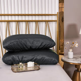 Popxstar Luxury Imitation Silk Elastic Band Pillow Cover Solid Comfortable Smooth Satin Pillowcase Queen High End King Size Pillow Cases