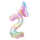 Popxstar  40Inch Colorful Gradient Number Balloon 0-9 Digit Foil Helium Balloon Butterfly Girl Birthday Party Decor Baby Shower Kids Gifts