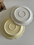Popxstar French Relief Ceramic Plate Vintage Ceramic Dishes High-end Dining Dishes Dessert Western Cuisine Plate Serving Plates Tableware