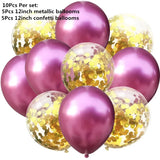Popxstar  10pcs/lot Red Pink Gold Confetti Latex Balloons Birthday Party ation Kids Adult Metallic Balloon Helium Ball Wedding party Decor