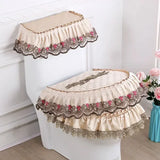 3D Embroidered Toilet Seat Mat Lace Ruffle Edge Toilet Cover Zipper Style Thick Universal Toilet Seat Cushions