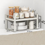 Layered Adjustable Kitchen Organizer Space Saving Stackable Kitchenware Storage Rack Non-slip Easy To Install